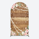 Lofaris Floral Wooden Lights Spring Wedding Arch Backdrop